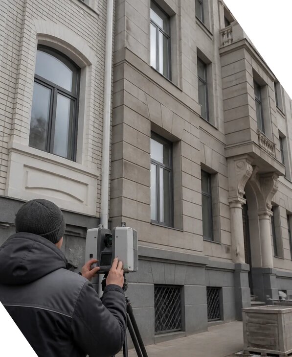 Лазерное сканирование фасадов зданий для обследования в Снежинске